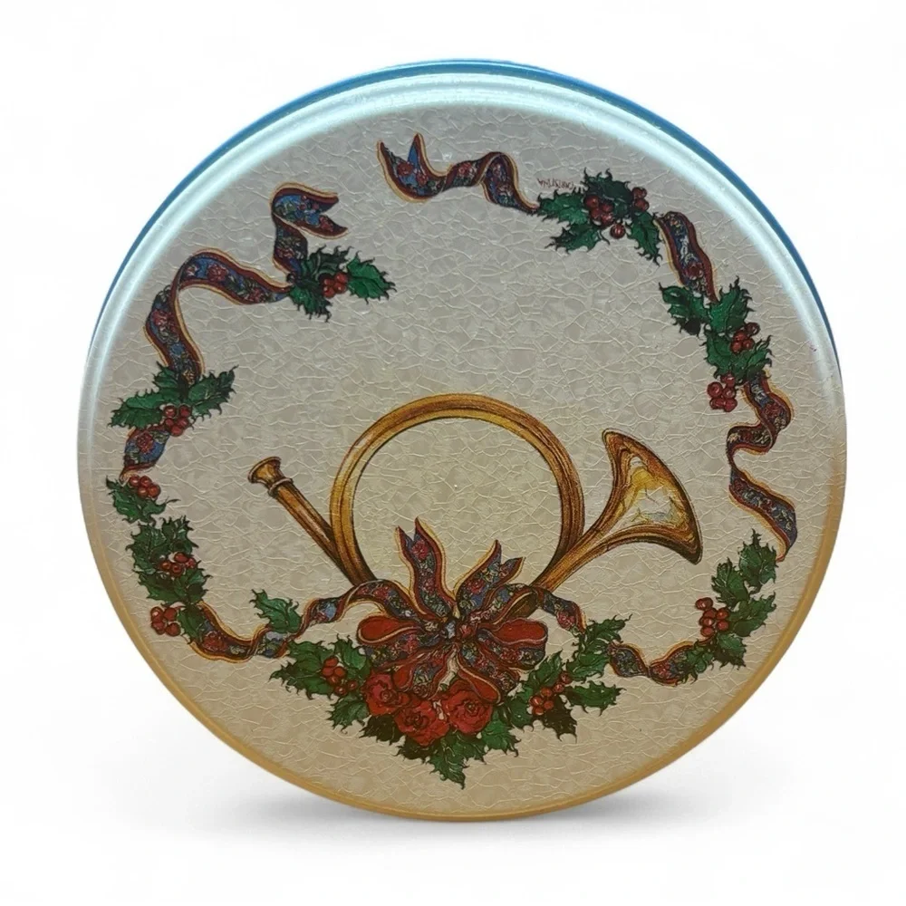 1991 Potpourri Press Reusable Absorbant Holiday Coasters Tin Christmas Themed